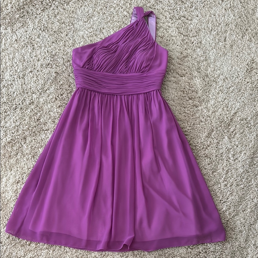Pink/purple Asymmetrical Ruched One-Shoulder Dress for Weddings